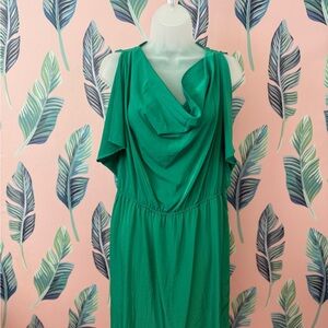 Massimo Split-Shoulder A-Line Dress | Vibrant Green | Size L